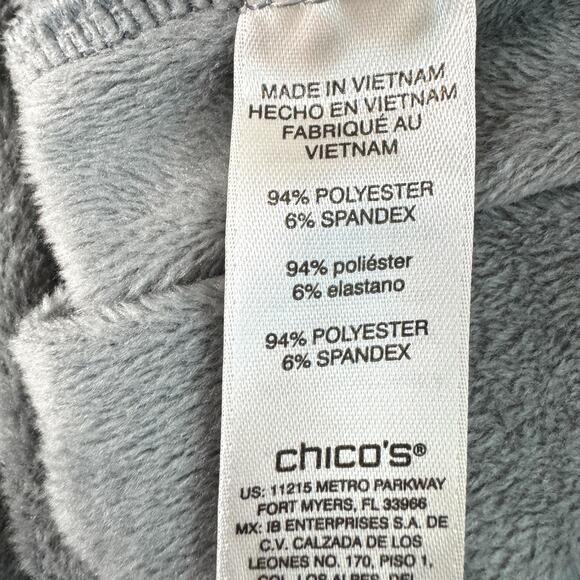 Chico's Womens Weekends Velour Hoodie Pullover Top Size L Comfy Gray - Picture 4 of 6